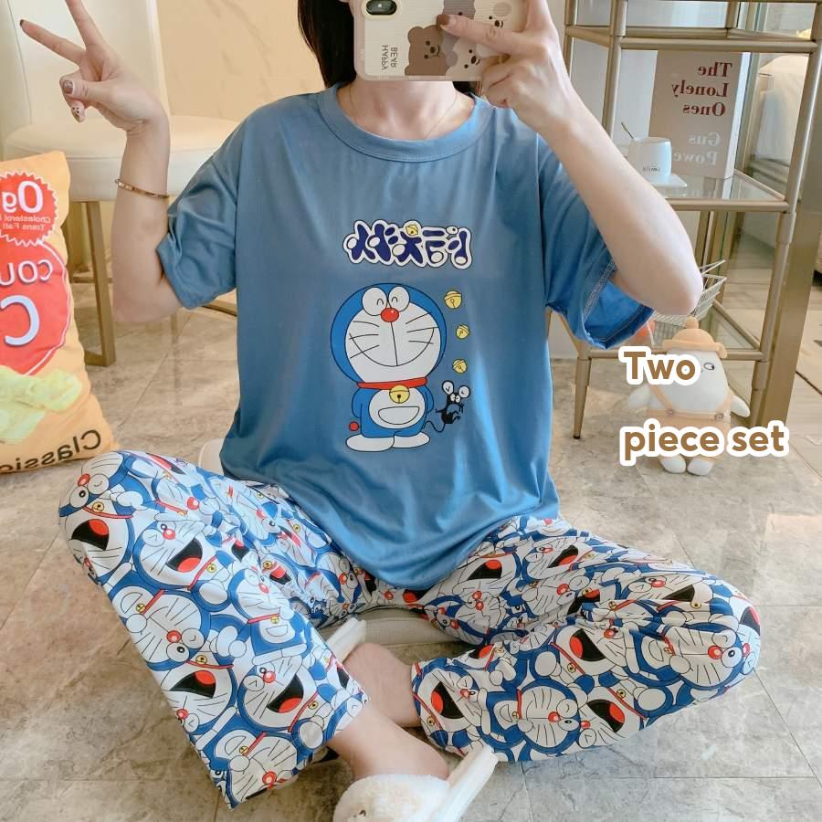 Ladies baju tidur wanita loose two piece Comfortable women Pyjamas Set quality Fabric Women Casual Wear design Long Pant