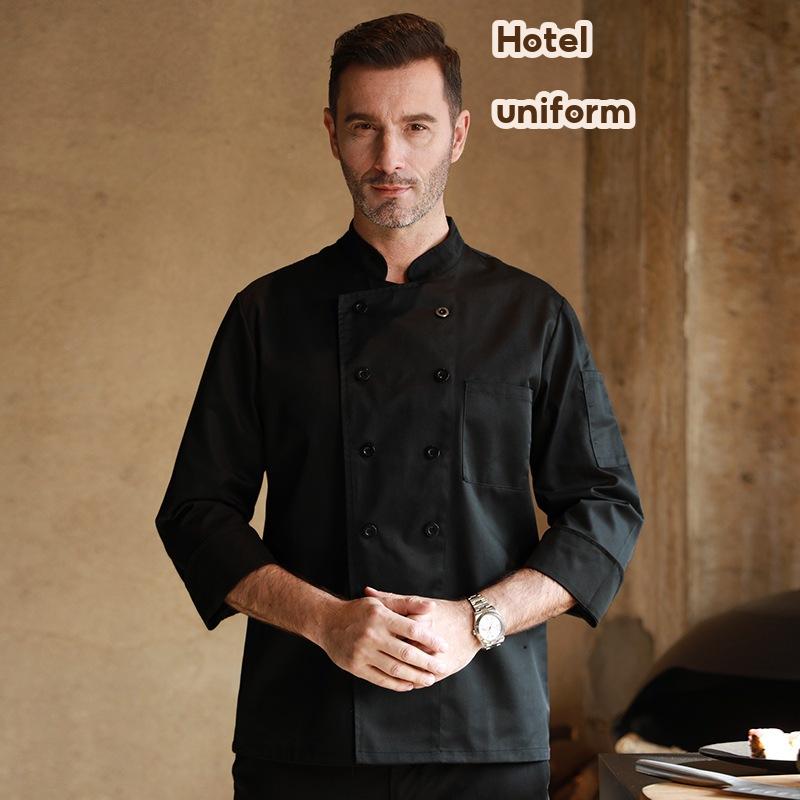 ???MALAYSIA READY STOCK? Chef Uniform Baju Chef Hotel Chef Thin Overalls Men Plus Size Long Sleeve