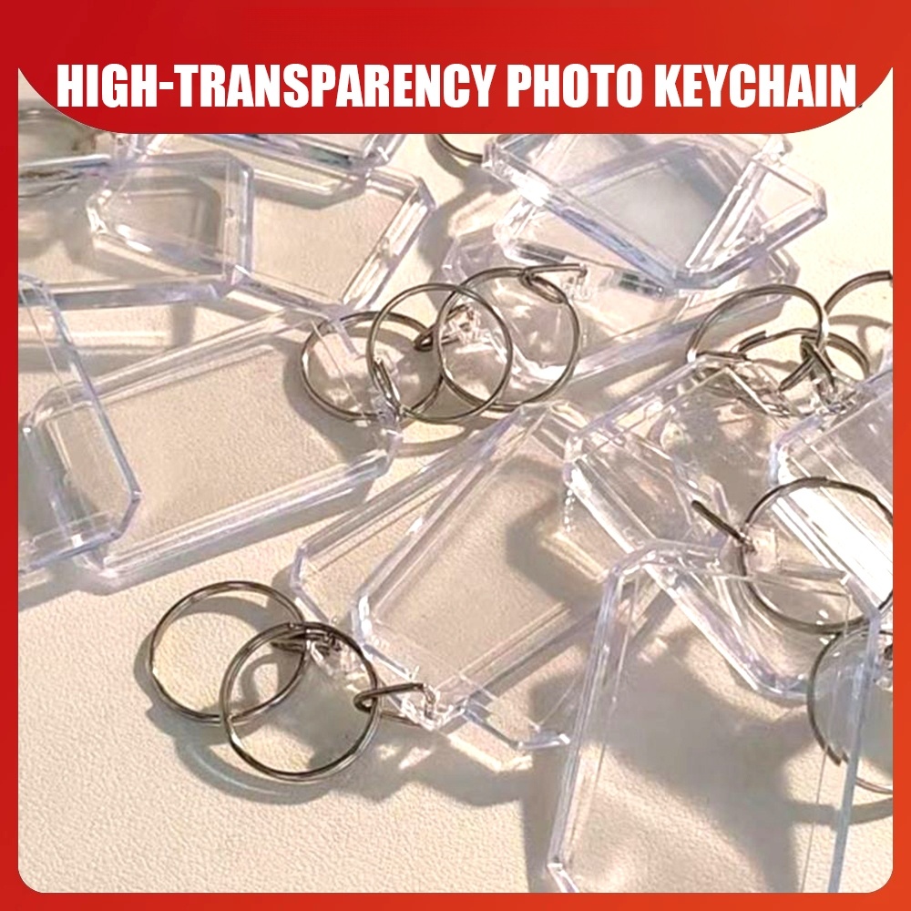 New 1Pc Photo Frame Keychian Acrylic Picture Frame Keyring DIY Split Ring Pendant