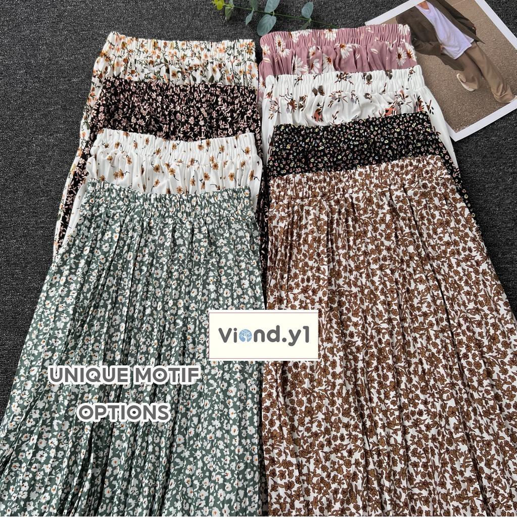 Latest Korean Women's Pleated Skirt Long Women's Patterned Skirt/