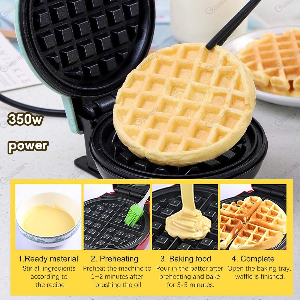 Gadgetbin Mini Waffle Maker Non Stick Waffle Machine DIY Kitchen DIY Cake Baking Breakfast Machine