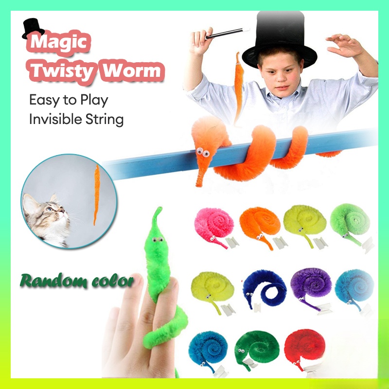 Twisty Worm Magic Toy Fuzzy Worm on a String Party Favor Trick Toy