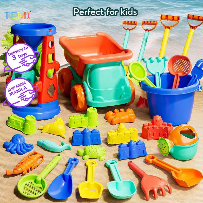 ⭐Shipping from Malaysia ⭐TEMI 7pcs Kids Beach Toys Beach Game Set Beach Bucket Beach Shovel Toy
