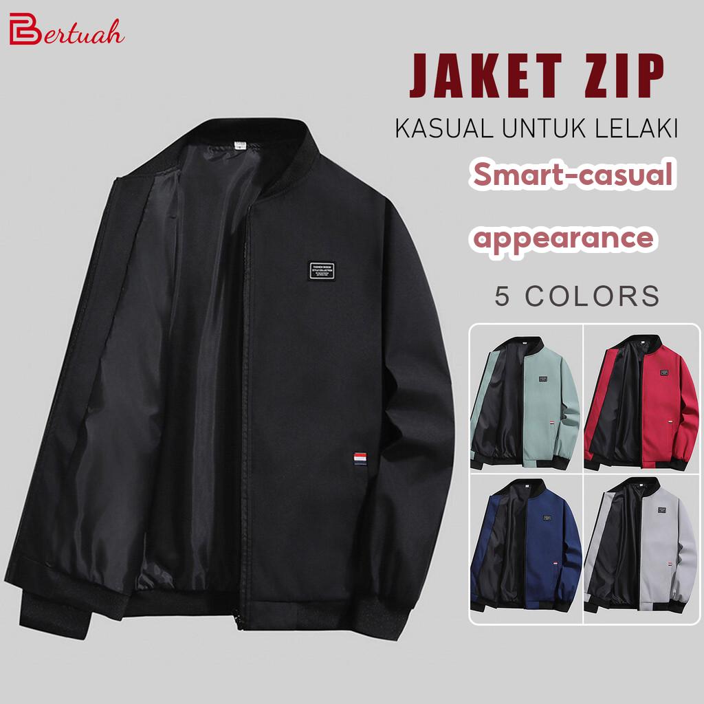 Men's Korean Style Jaket Baseball zip Collar - Selesa, Tahan Lama & High Quality Untuk Casual Wear‌