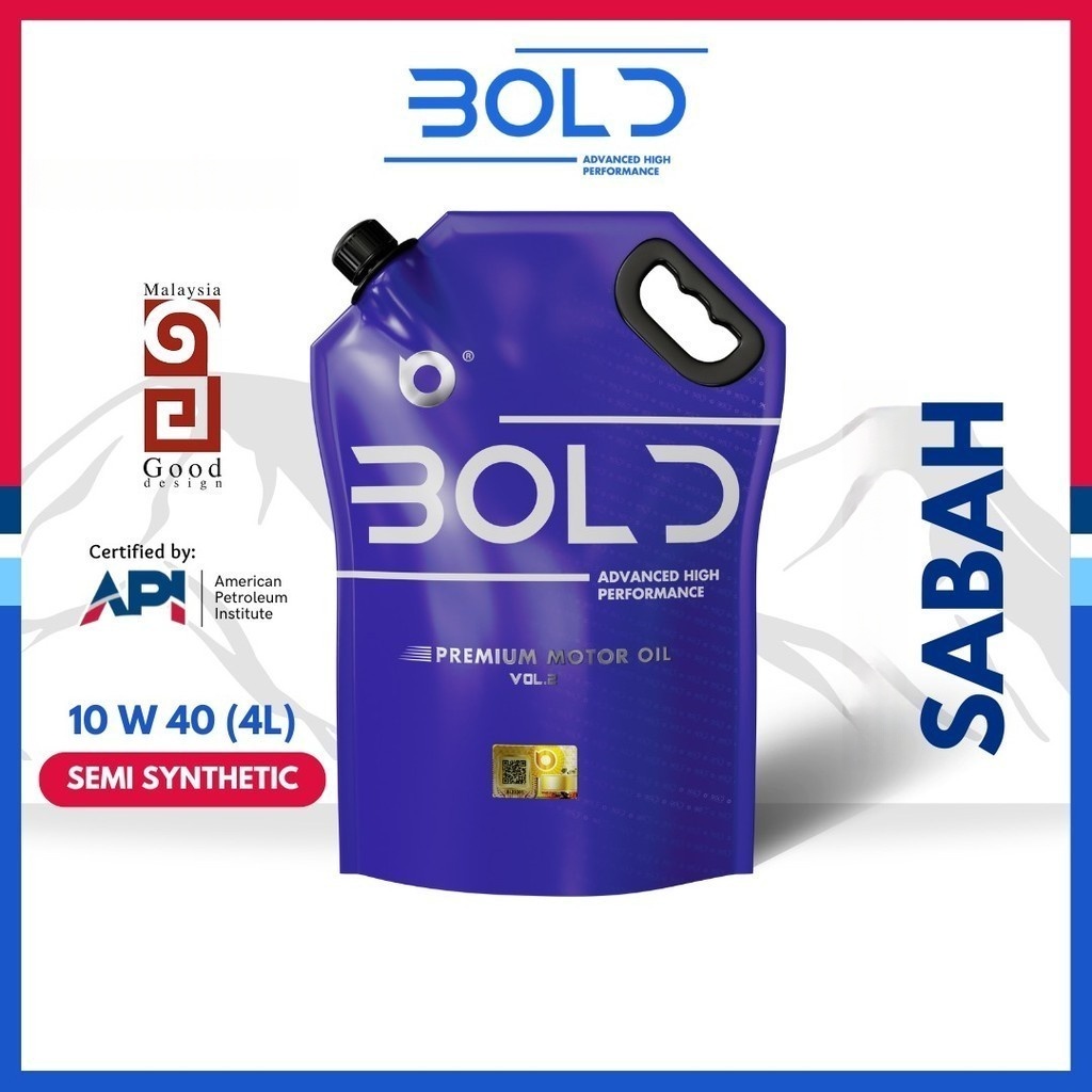 [Sabah] Bold 10w40 3L 4L Semi Synthetic SP Engine Oil Car Lubricant 10w-40 Minyak Hitam Enjin Kereta Proton Toyota Honda