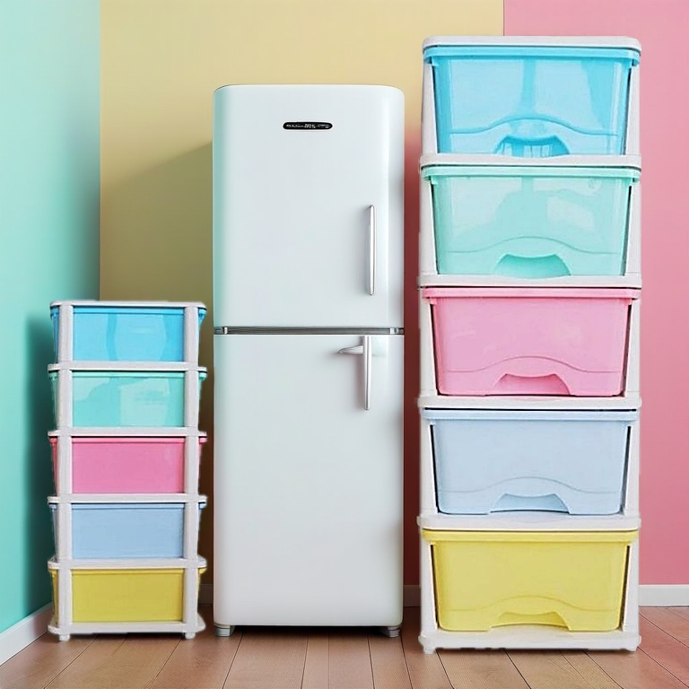 Kabinet Laci Plastik Modern 5 Tier Transparent & Mix Color Plastic Drawer Cabinet Plastic Storage Organizer