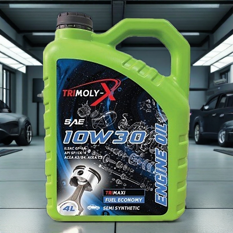 TRIMOLY-X TRIMOLYX 10W30 SEMI SYNTHETIC ENGINE OIL SP/CF 4L Car Lubricant Minyak Hitam Minyak Enjin Kereta