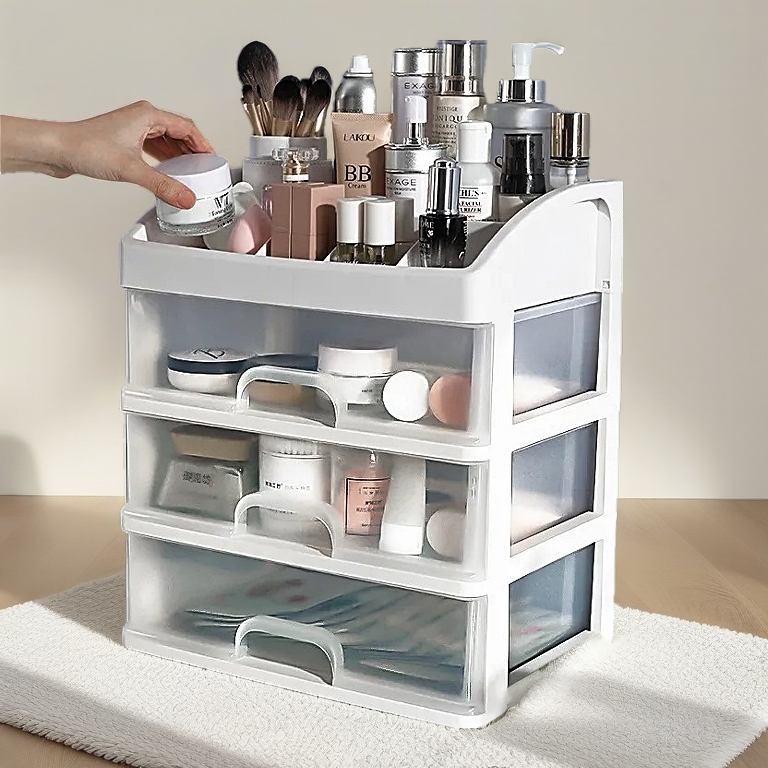 Cosmetic Storage Box  Kotak Makeup Murah Makeup Organizer Storage Box Drawer 3 Layer Multifunction  Cosmetic Drawer