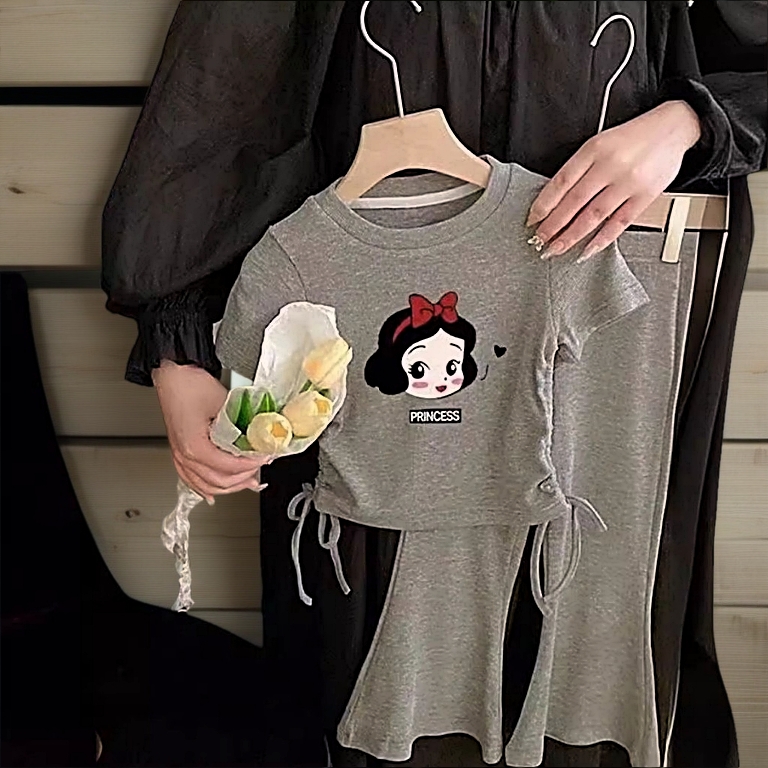 【Sweet Kids  Deliver from Perak】Kanak-kanak perempuan sut seluar loceng lengan pendek corak comel bergaya musim panas gaya Korea