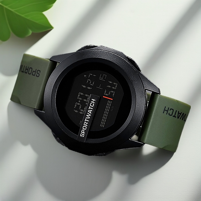 Men Watch Q-U-I-K-S-I-L-V-E-R Multifunctional Outdoor Sports Simple Round Electronic Watch Watch