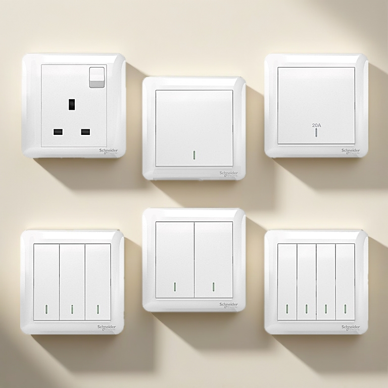 SCHNEIDER AFFLE PLUS SERIES WHITE SWITCHES & SOCKETS / switch socket 13A / schneider door bell / hager  / crown / ums