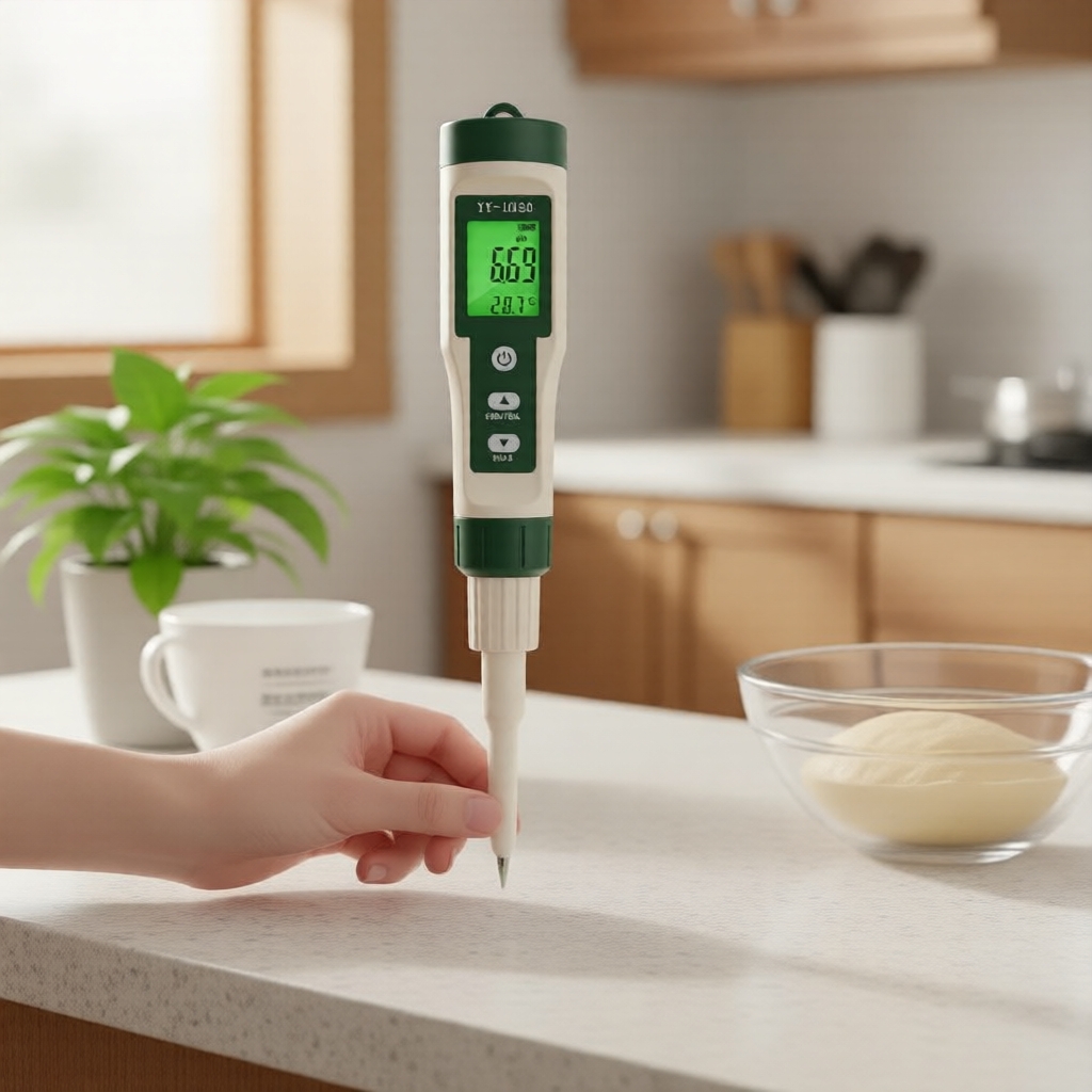 3-in-1 pH/Temp Tester for Food Dough, Fruit, Cheese & Cosmetics, 0.00-14.00 Range, Soil pH & Alkalinity Penguji 3-dalam-1 pH/Suhu untuk Adunan Makanan, Buah-buahan, Keju & Kosmetik, Julat 0.00-14.00, pH Tanah & Kealkalian
