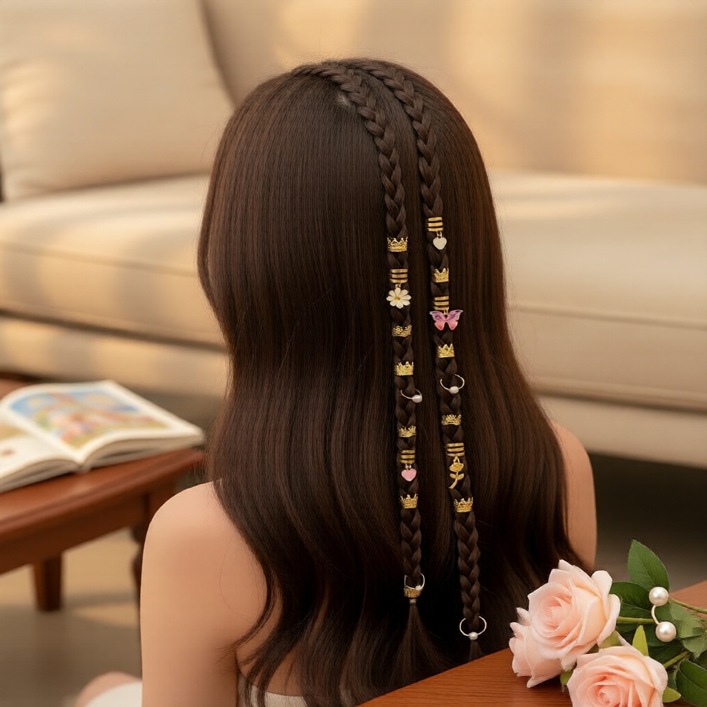 Y2K 37-Piece Butterfly, Rose & Heart Hair Scrunchies Set - Perfect for Party & Daily Gifting  Set 37Pcs Ikat Rambut Y2K Rama-Rama, Mawar & Hati - Sesuai untuk Parti & Hadiah Harian