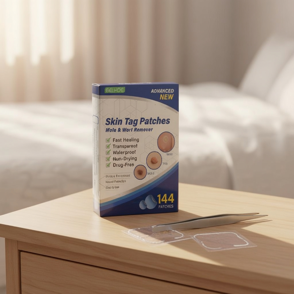 Painless skin tag and wart removal patches, fast-acting, 144 pieces per box, safe and effective. Pelekat penyingkir ketuat dan kutil tanpa rasa sakit, bertindak pantas, 144PCS/Kotak, selamat dan berkesan.