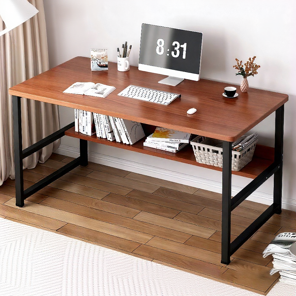 120CM Meja Belajar Laptop Study Table Computer Table Modern Writing Living Room Furniture Double Layer Office Desk桌子