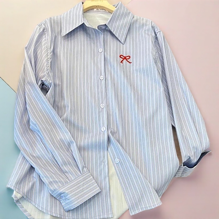 Cherryshop?Ready Stock?Korean Style Women Ladies Loose Long Sleeve Shirt Blouse Baju Wanita Lengan Panjang Embroidery