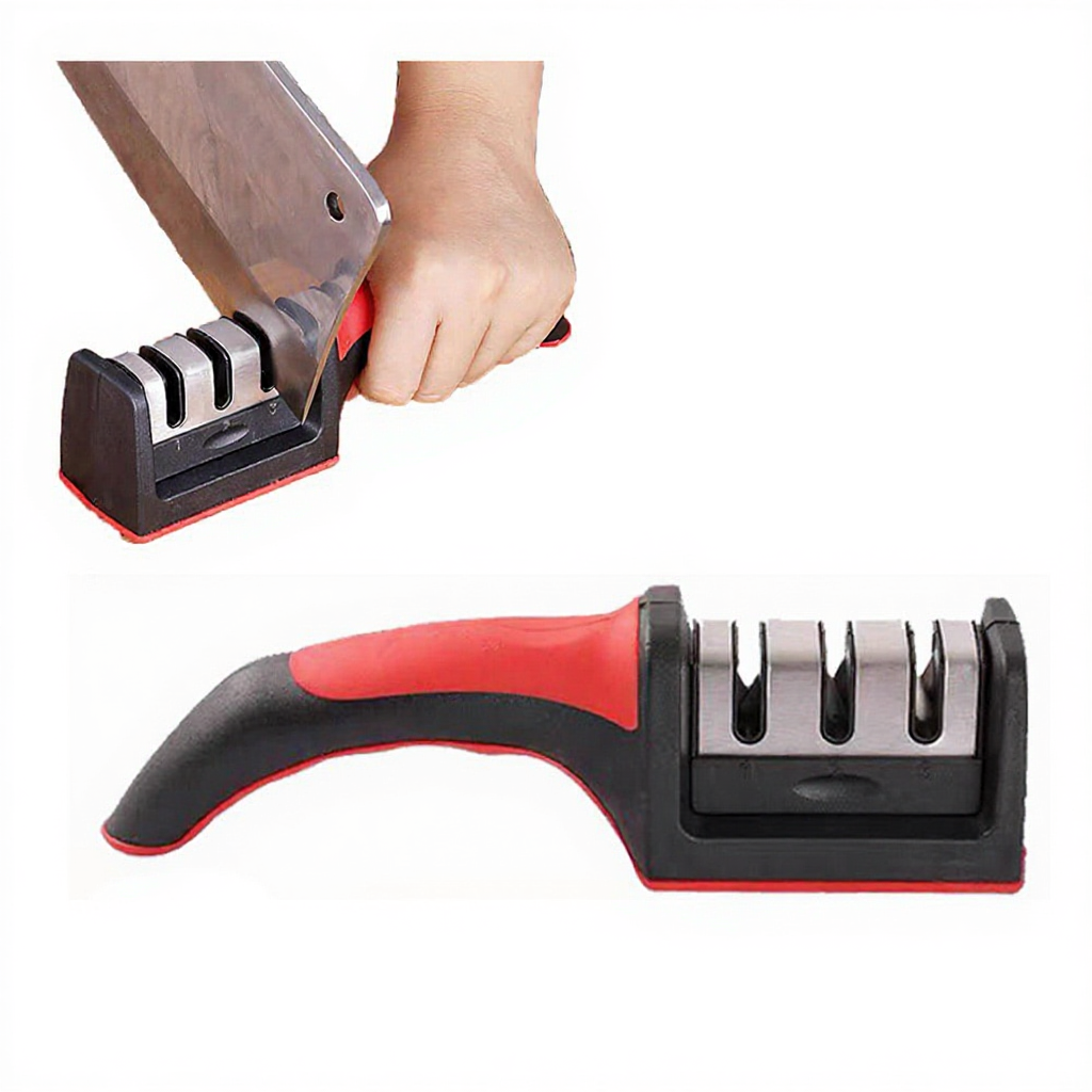 Pengasah Pisau 3 Tahap Dengan Pangkala Dapur 3-Stage Knife Sharpener With Anti-Slip Base for Residential Kitchen