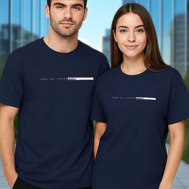 Unisex Casual Crew Neck T-Shirt with "Facing the Future" Print Cotton Fabric Tee XS-2XL