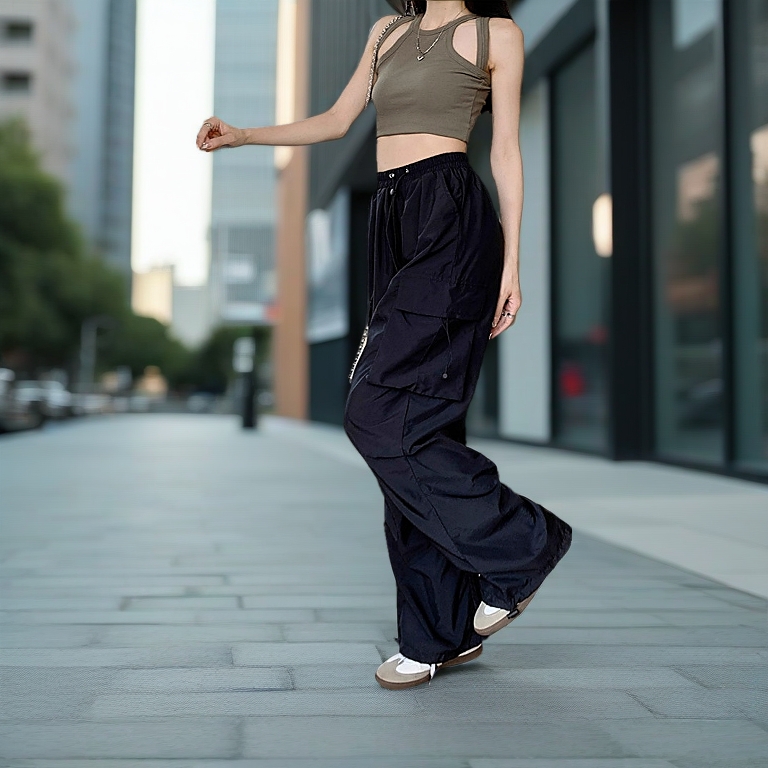 Baggy High Waist Cargo Pants For Women Street Style Hip Hop Wide Leg New Design Sense Trouser