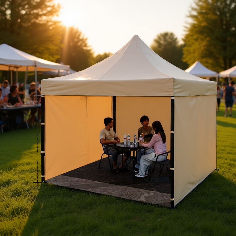 Khemah 10x10 Heavy Duty Besi Tebal Full Set Folding Canopy with Side Wall Night Market Camping Tent Payung Niaga