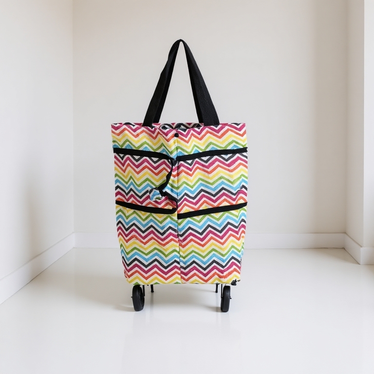 Troli Beg Beroda Foldable Shopping Grocery Trolley Nylon Bag With Wheels Storage Wheels Beg Beli-Belah Market