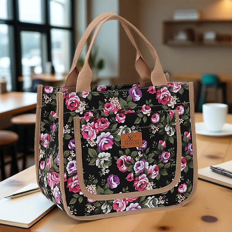 BIG Canvas Tote Bag Waterproof Folding Design for Quran Study & College｜Mommy Bag with Inner Pockets Beg Tote Kanvas Besar