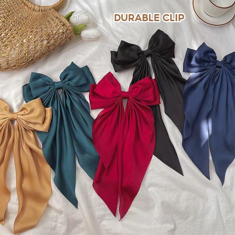 Korean Elegant Long Bow Hairpin Large Ribbon Hair Clip Women's Hair Accessories