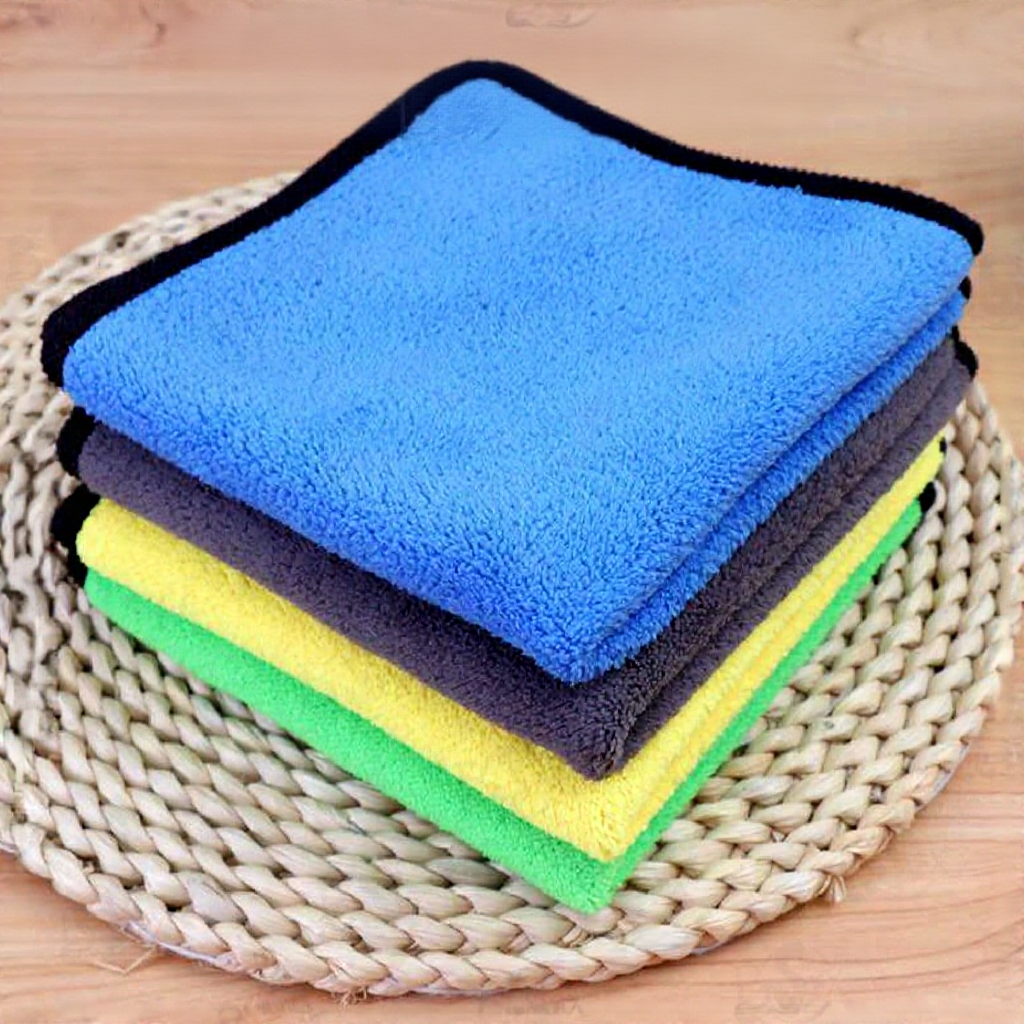 Microfiber Car Cleaning Towel Multipurpose High Water Absorption Plush Wax Polish Cloth Kain Lap Kereta 抹布