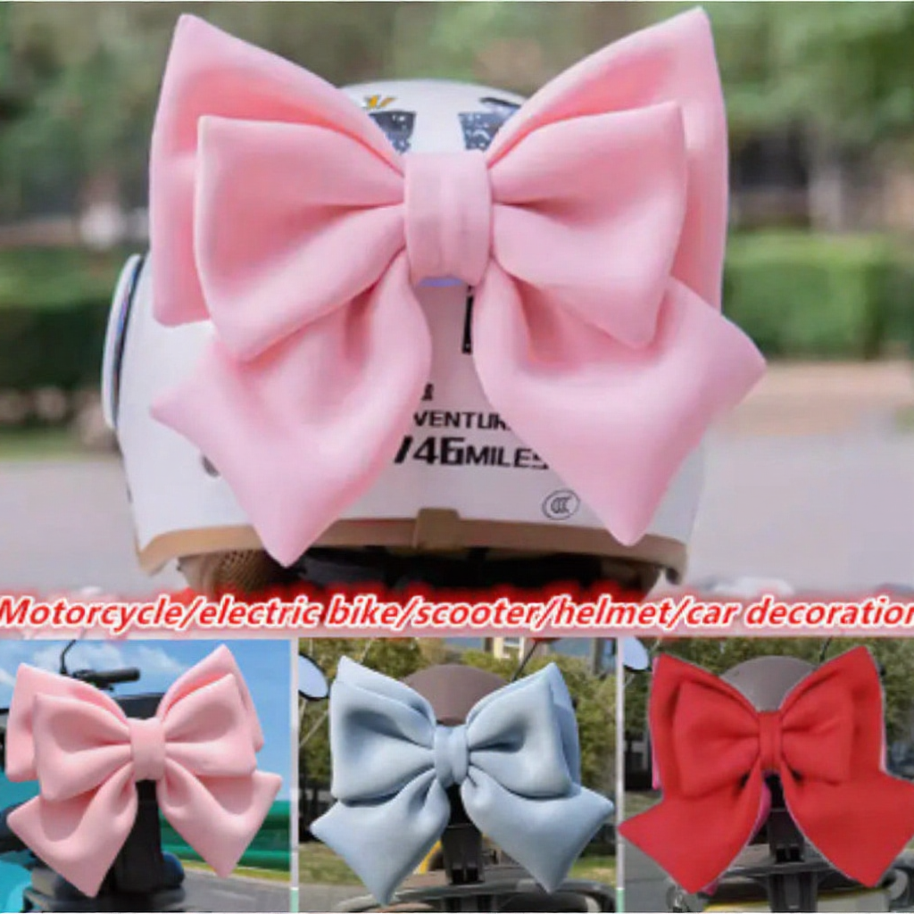 Bow Cloth Satin Ribbon Car Body Ornament - Cute, Elegant - For Girl Women - Bowknot Electric Vehicle Decoration - Motorcycle Helmet Accessories