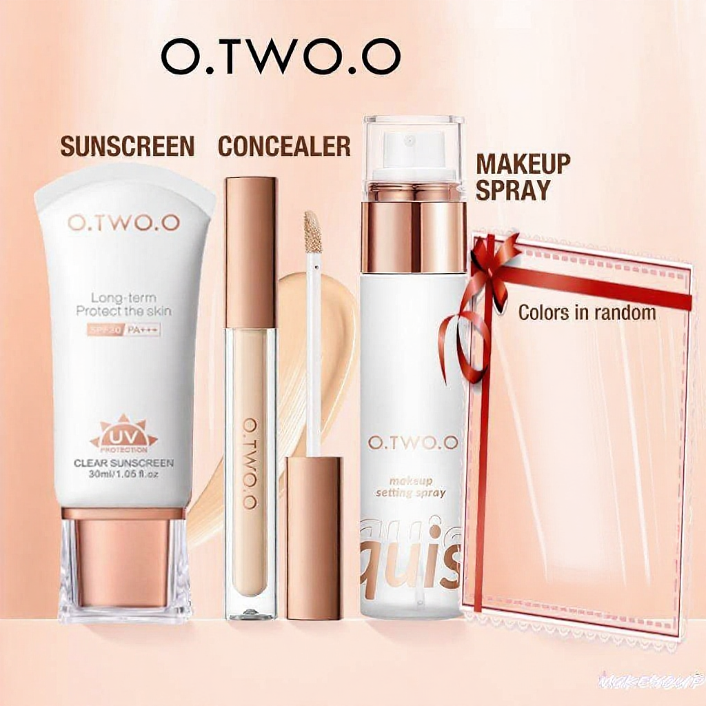 O.TWO.O Face Makeup Set Sunscreen SPF30 Concealer Setting Spray Refreshing Brightening Cover Dark Circles Long-lasting Waterproof UV Protection Cream