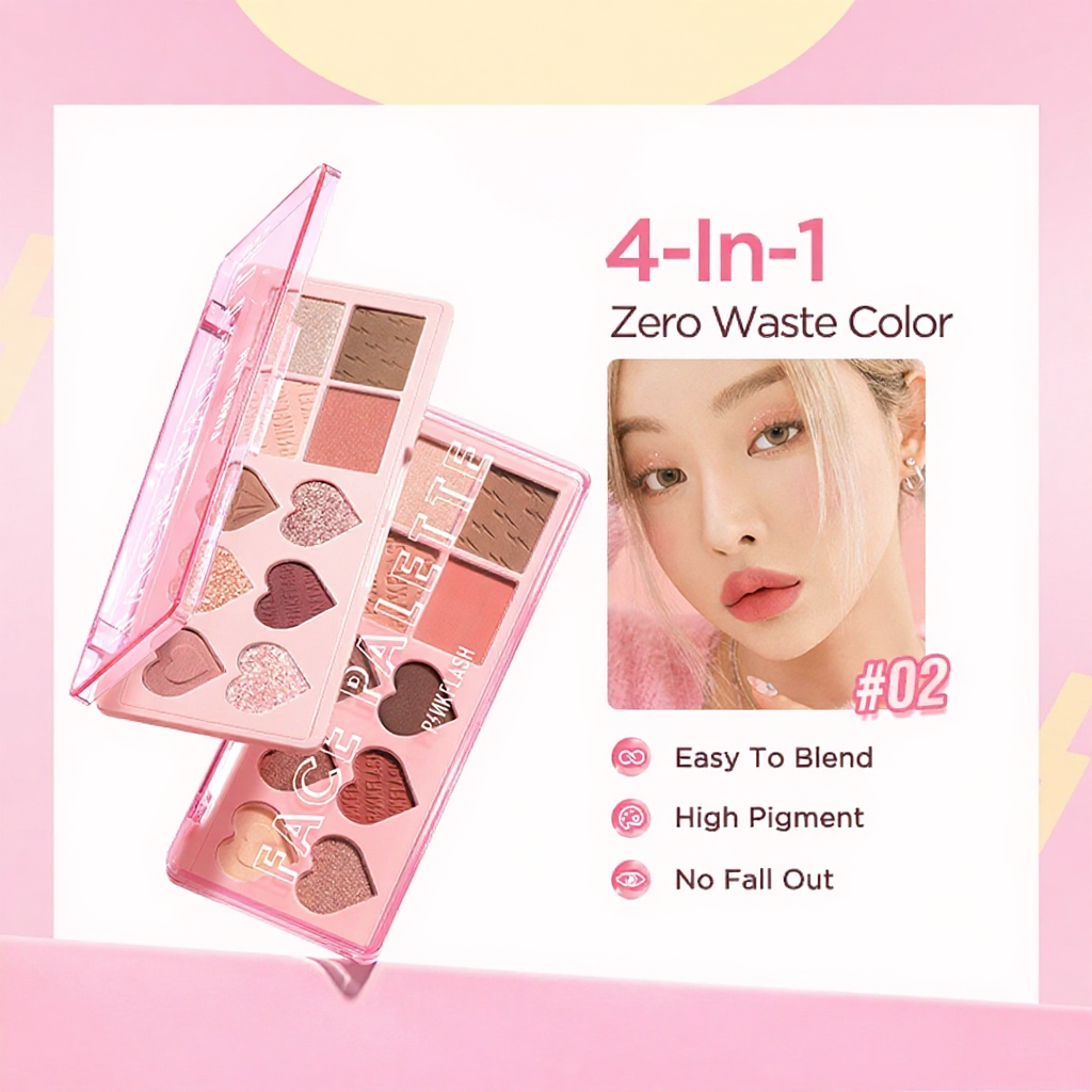 PINKFLASH Multiple Face Palette Eyeshadow Blush Highlighter Nude Brown Pink Shimmer