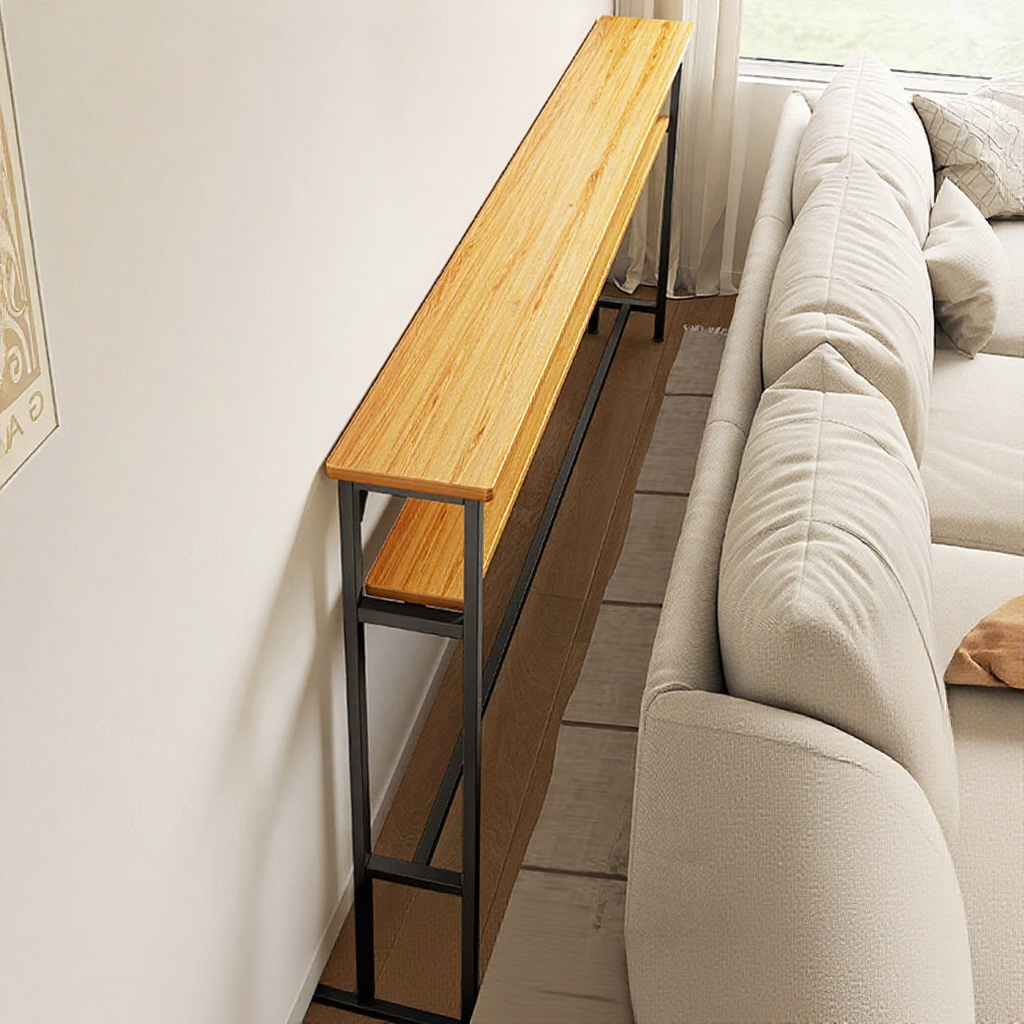 Long Bedside/Sofa Side Table – Modern Double-Layer Dining & Office Desk