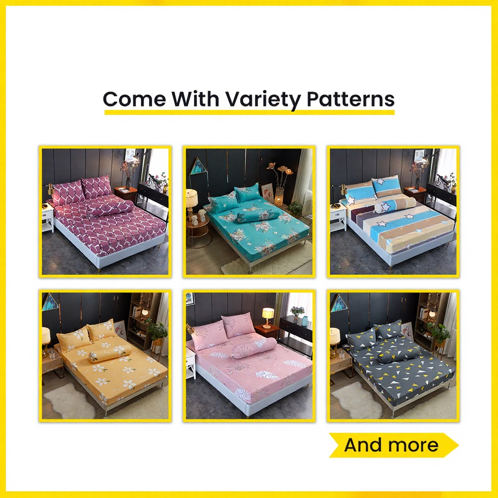 Premium Cotton 4in1 Queen King / 2in1 Single Size Fitted Getah Keliling Cadar Bedsheet Sets Sarung Tilam Cadar