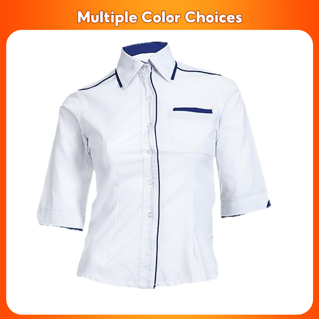 F117 Female Corporate Shirt Uniform 3/4 Sleeve - Black / Red / Orange / Royal / White #Baju Korporat #Oren Sport