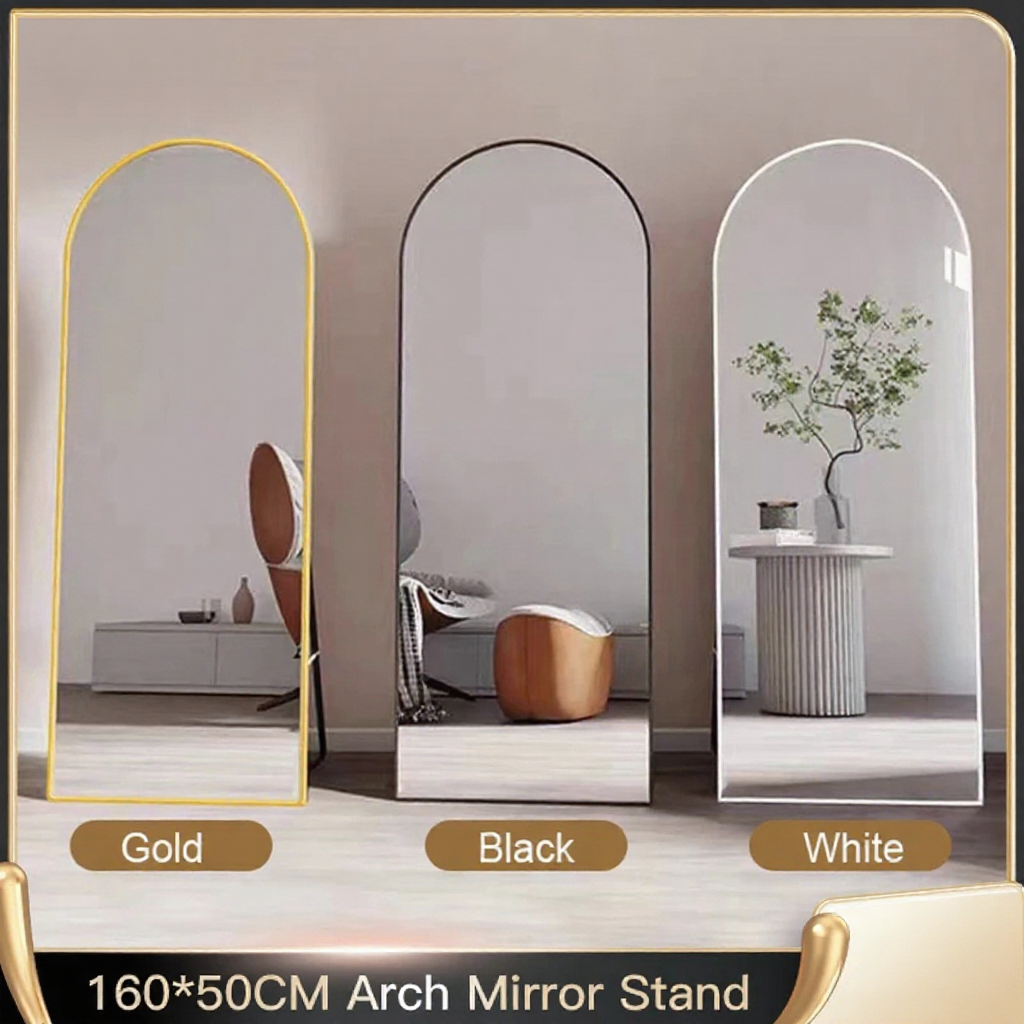 【Cermin Panjang】Arch Mirror With Stand Full Body Mirror Wall Hanging Dressing Mirrors Floor Length Mirror