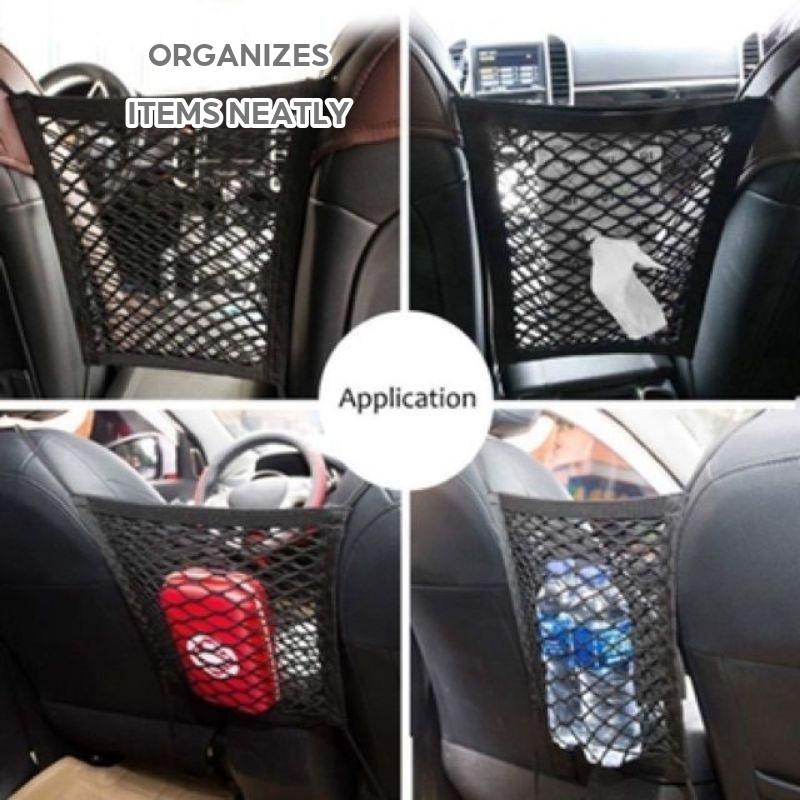 【ShopWithJoy】Jaring Kereta Sejagat Poket Car Organizer Seat Back Storage Mesh Net Bag Pocket Car Seat Side Organizer Net