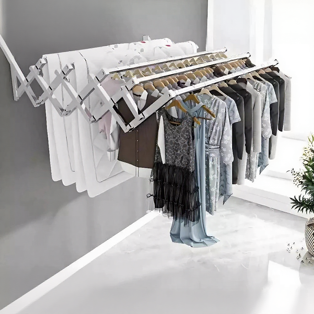 Stainless Steel Retractable Wall Mounted Clothes Hanger Retractable Drying Rack Ampaian Baju 晾衣架