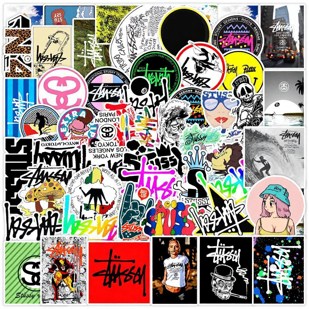 50PCS Fashion Brand Stussy Waterproof Stickers For Notebook Laptop Helmet Decal