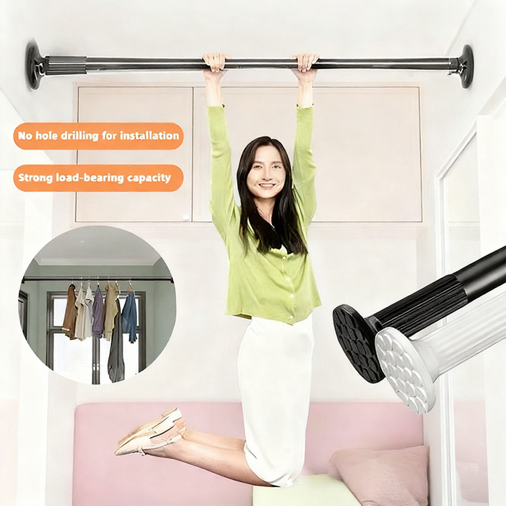 35-500cm Telescopic Curtain Rod Adjustable Stainless Steel Drying Rack Anti-slip  Shower Curtain Rods No Drilling 可伸缩窗帘杆