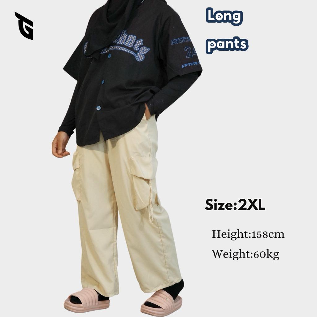 GEWORTH Seluar Cargo Wanita Style Loose Baggy Lelaki Perempuan Viral Bergetah