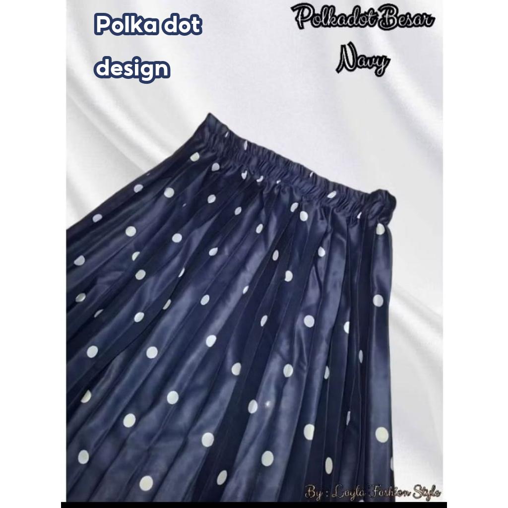 PREMIUM POLKADOT PLISKET SKIRT•polka dot pleated skirt•AURA premium hyget pleated skirt