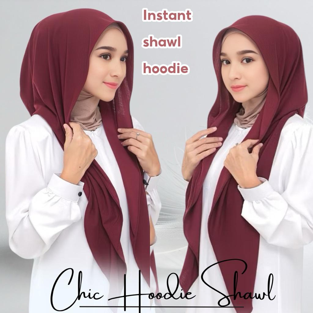 ✨ Shawl Chic Hoodie Heavy Chiffon 2mtr. | Trendy Shawl Easy Wear | Instant Hoodie Shawl Georgette Chiffon (Viral Colors)