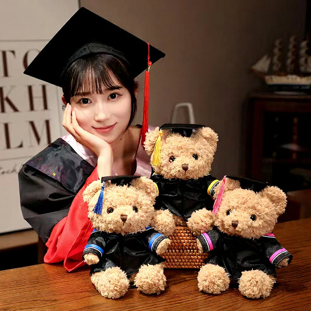 Cute Graduation Convocation Bear Plush Teddy Bear Plush Brown Convo Patung Graduasi Gift Doll 毕业熊 公仔 Konvokesyen