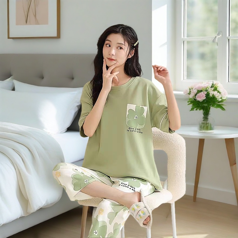 Pajamas with Chest Pads - Hello Kitty Print | Women's Summer Lounge Set