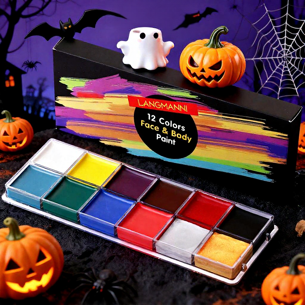 LANGMANNI 12-Color Face & Body Paint Palette - Highly Saturated, Ideal for DIY Use