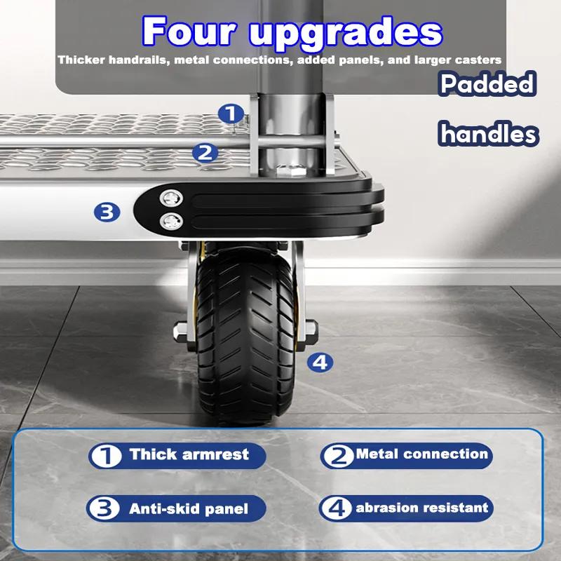 【Ready Stock】Heavy duty silent wheeled trolley Troli Letak Barang Foldable iron handle, 360° rotating wheels 手推车