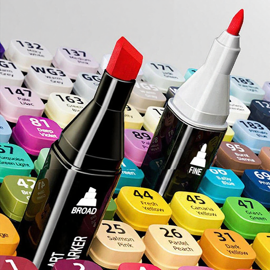 24-168 Color Dual Tip Marker Set - Oil & Alcohol/Water-Based for Master & Children's Painting Gift
