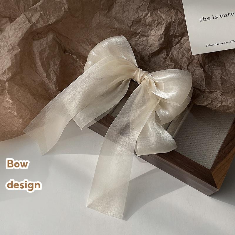 Korean Style New Temperament Black Yarn Bow Spring Clip Hair Clip Fashion Girl Hair Accessories