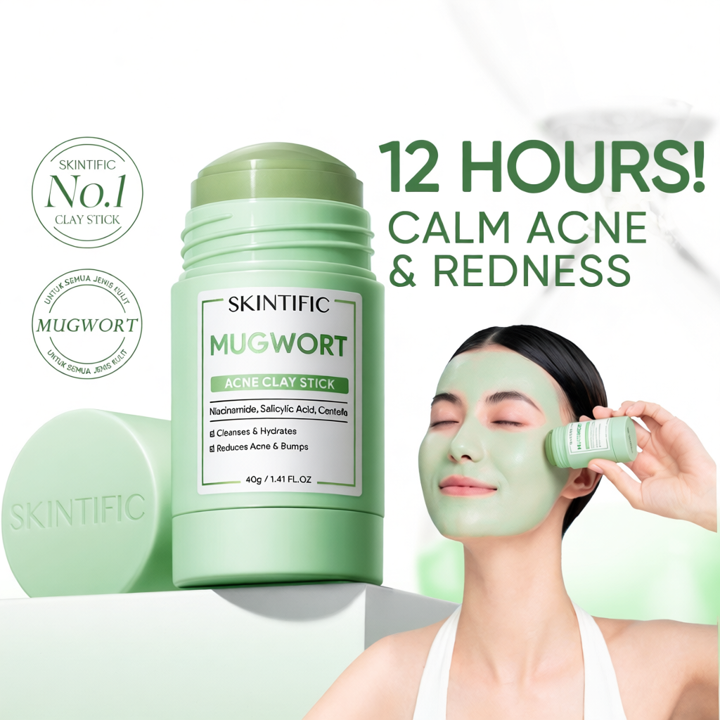 SKINTIFIC Mugwort Acne Clay Stick Calm Soothing Acne Shrink Pores Cleansing Pores & Blackheads Face Mask Muka Centella