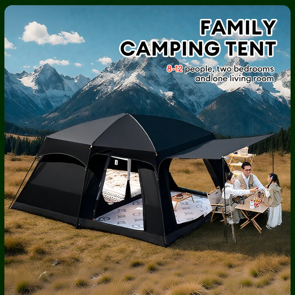 Waterproof Family Tents with logo for Outdoor khemah unta Camel tent besar 8-12 Person Large khemah Camping Tent